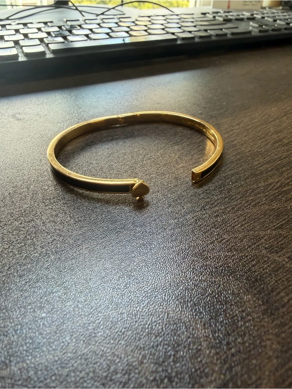 kate spade Gold and Black Heart Accent Bangle Bracelet - Picture 2 of 3